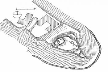 terénní náčrt (© M. Plaček: Ilustrovaná encyklopedie moravských hradů, hrádků a tvrzí, Libri, Praha 2001)