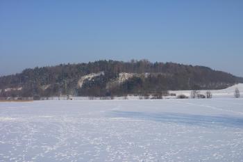 Ostroh na němž stával hrad Vražba.Pohled ze západu. (© MICHAL VAŠATA, 01/2010)