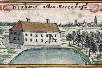 sídlo na rytině F. B. Wernera (© Werner, Friedrich Bernhard: Silesia in Compendio seu Topographia das ist Praesentatio und Beschreibung des Herzogthums Schlesiens, Pars 1)