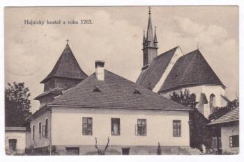 kostel, zvonice a fara kolem r. 1930 (© Luděk Vláčil 01/2021)