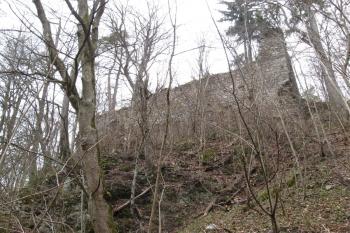 Holštejn - zbytek zachovalé zdi (© Jan Celý, 04/2010)