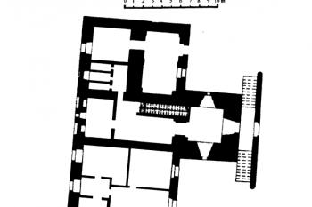 půdorys přízemí (© Ewa Kalbarczyk - Klak, Karta ewidencyjna zabytków architektury i budownictwa, Ośrodek dokumentacji zabytków w Warszawie, istopad 2007)