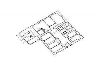 půdorys přízemí (© Ryszard Kubik, Elżbieta Kubik-Michalska arch. Krzysztof Czartoryski, 2007, Karta ewidencyjna zabytków architektury i budownictwa, Ośrodek dokumentacji zabytków w Warszawie)