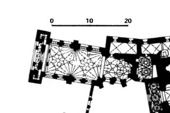 půdorys kostela (© Kowalczyk, Jerzy et al.: Wileńska architektura sakralna doby baroku: Dewastacja i restauracja, Instytut Sztuki Polskiej Akademii Nauk, Warszawa 2005)