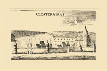 opevněný klášter Geras v 17. stol. (© Georg Matthäus Vischer (1672))