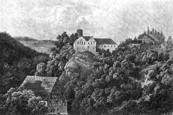 Rytina před neogotickými úpravami (© Archiv Horního hradu)