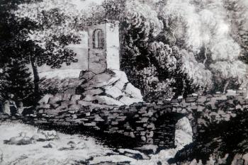 vyobrazení kapličky od Antonína Balzera z roku 1797 (reprofoto z tabule u kaple)