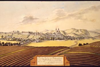 Město a zámek na obraze I.A.Venuta z roku 1805 (© Ing. Karel Kubín, 09/2017)