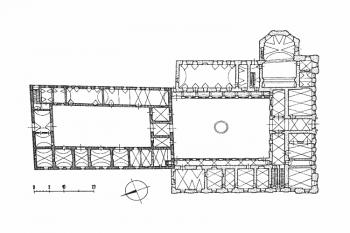 Půdorys přízemí (Samek B., Umělecké památky Moravy a Slezska, Academia 1999, svazek 2., str. 418, obr. 184)