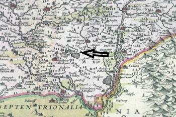 Znázornění na mapě A. Komenského z r. 1627 (©  http://mujweb.cz/www/mapy/)