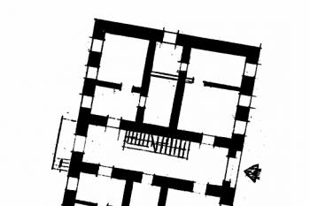 půdorys přízemí (© Karta ewidencyjna zabytków architektury i budownictwa, Ośrodek dokumentacji zabytków w Warszawie)