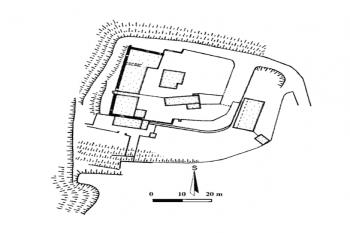 celková situace sídla (© Z. Fišera: Hrady a tvrze na Mladoboleslavsku, Okresní muzeum - Mladá Boleslav, Mladá Boleslav 2002)