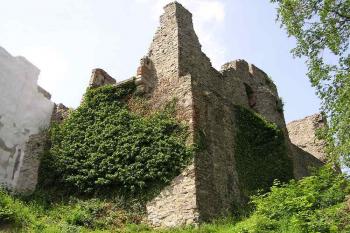 Pohled od jihovýchodu na vnější fasádu nejstaršího paláce hradu (© Jan P. Štěpánek 06/2006)