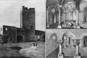pohled na Černou věž a přízemí s patrem hradní kaple ( © kresba J. Richter, před r. 1846 (reprofoto J. Olsžewičzová))