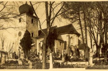 kostel sv. Mikuláše (pohlednice z 30.let 20.stol.) (© Miroslav Böhm 10/2021)