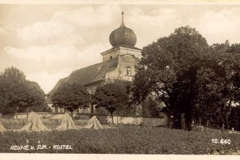 kostel sv. Mikuláše (pohlednice z 30.let 20.stol. (© Miroslav Böhm 10/2021)