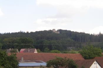 Pohled na hrad z obce Choustník (© Jan Šebek, 07/2008)