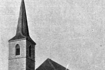 kostel na počátku 20. století (© Antonín Podlaha: Posvátná místa království Českého; Díl 1. Vikariáty: Českobrodský, Černokostelecký, Mnichovický a Prosecký, Dědictví sv. Jana Nepomuckého, Praha 1907)