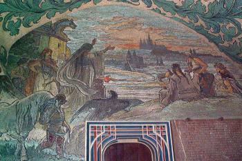 Mozaika od Mikoláše Alše z roku 1904 (ve vstupních prostorách staroměstské radnice) ( © Miroslav BITTER 01/2007)