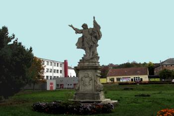Socha sv. Floriána v Konici u zámku. (© Pavel Vítek  10/2021)