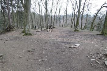 Plocha jádra od věže, někde vzadu na nejchráněnějším místě bych tipoval místo paláce, z něhož byl přístupný ochoz a po něm i samotná věž (© Jan Večeřa, 02/2016)