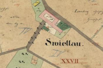 Dvůr na Indikační skice z r. 1827 (© zdroj: https://www.mza.cz/indikacniskici/skica/detail/4386)