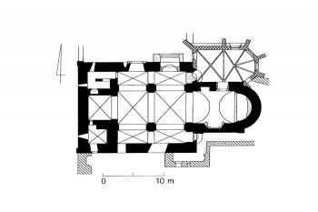půdorys kostela (© Bogusław Krasnowolski: Leksykon zabytków architektury Małopolski, Arkady, Warszawa 2012)