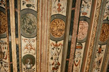 Detail renesančního kazetového stropu v přízemí (© Johannes Cladis, 04/2014)