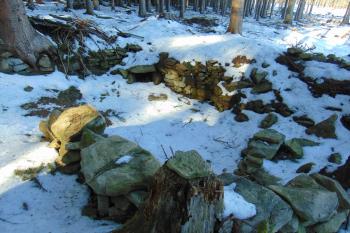 Zbytek stavení /novodobě již upravený/ v sz. rohu dvora - předhradí (© Dušan Dohňanský  02/2023)