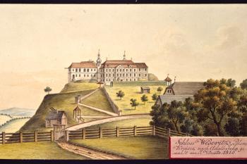 Bezdružice na vedutě I.A.Venuta z r. 1810 (© Ing. Karel Kubín, 09/2017)