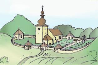 kostel po barokní přestavbě v 18. století (©zdroj: http://dubovacolonorum.sk/historia/kostol-sv-kozmu-a-damiana/)