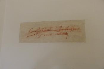 Odkrytý podpis Georgius Gürtler 1587 v přízemí (© Johannes Cladis, 12/2014)