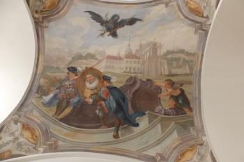 Fresky v I. patře prelatury - obnova kláštera Ferdinandem II. (© Johannes Cladis, 08/2015)