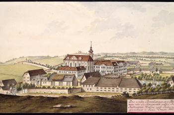 Břevnovský klášter na vedutě I.A.Venuta z r. 1812 (© Ing. Karel Kubín, 09/2017)