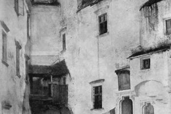 hradní nádvoří na počátku 20. století - pohled k východu (© Tietze, Hans: Österreichische Kunsttopographie; Band VI. Die Denkmale des politischen Bezirkes Waidhofen a. d. Thaya, Anton Schroll & Co., Wien 1911)