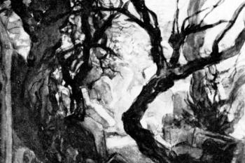 U náhrobku Hendel Baševiové (© Jaroslav Čermák, 1852 (in Arno Pařík: Starý židovský hřbitov v Praze v díle českých krajinářů 19. století, Umění, roč. 32, č. 6, Academia, Praha 1984))