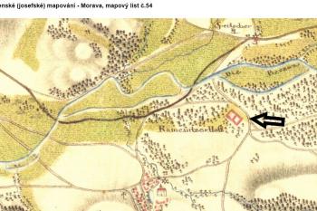 Dvůr v Kamenci na I. voj. mapování v r. 1764 - 68 (© Ivo Rozehnal  10/2022)