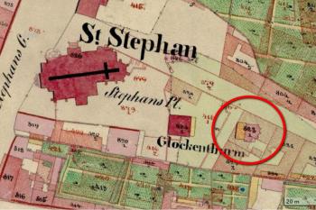 kaple na mapě Stabilního katastru z roku 1842 (mapa Stabilního katastru z roku 1842)