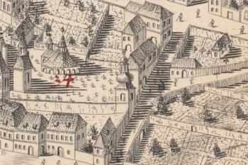 Kaple na plánu Prahy J. D. Hubera z roku 1769 (J. D. Huber, 1796)