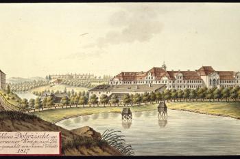 Dobříšský zámek na obr. I.A.Venuta z r.1817 (© Ing. Karel Kubín, 09/2017)