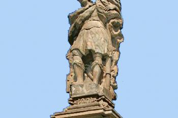 Socha sv. Floriána ve Velkých Opatovicích u Jevíčka. (© Pavel Vítek 09/2022)