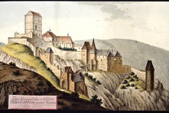 Karlštejn na obr. I.A.Venuta z roku 1814 (© Ing. Karel Kubín, 09/2017)