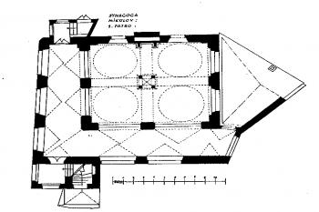 Půdorys prvního patra synagogy ( © využito s laskavým svolením pracovníků Horní synagogy)