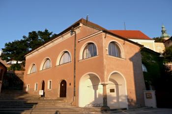 Horní synagoga na Husově ulici se zámkem v pozadí ( © Jan P. Štěpánek 07/2010)