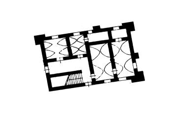 půdorys přízemí (© Karta ewidencyjna zabytków architektury i budownictwa, Ośrodek dokumentacji zabytków w Warszawie, 1969)