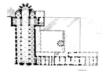 půdorys klášterního kostela (© Jan Sedlák a kolektiv, Významné památky okresu Žďár nad Sázavou, 1982)