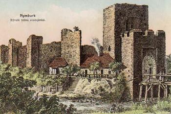 Svatojiřská brána s předbraním (5) ( © J. Šembera 1818, NYMBURK - Kniha dobových pohlednic (zapůjčil MÚ Nymburk))