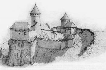 Hrad Koberštejn kolem roku 1370 ( © R. Vojkovský: Putujeme po hradech a zámcích - Koberštejn, Beatris, Dobrá 2006)
