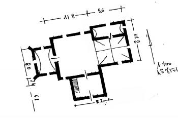 půdorys kostela (© Karta ewidencyjna zabytków architektury i budownictwa, Ośrodek dokumentacji zabytków w Warszawie, 1965)