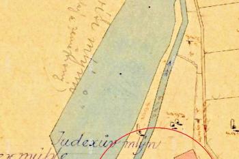 zachycený areál mlýna na katastrální mapě evidenční z roku 1889 (© ČÚZK)